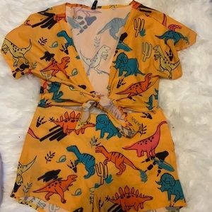 Dinosaur set including crop top and shorts
